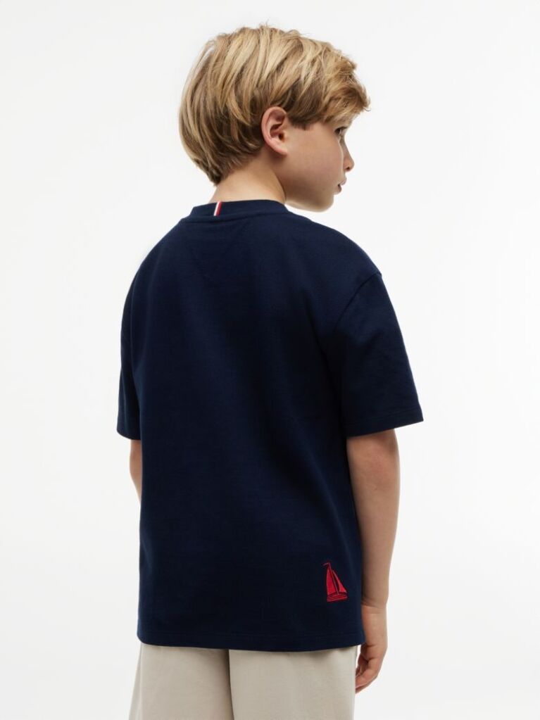 Blue Logo Embroidery Pique T-Shirt  Boys