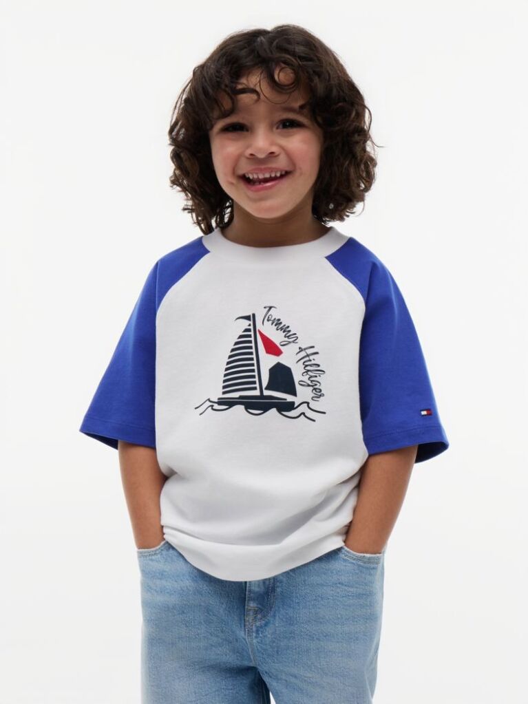 Blue Logo Colour-Blocked Raglan Sleeve T-Shirt  Boys
