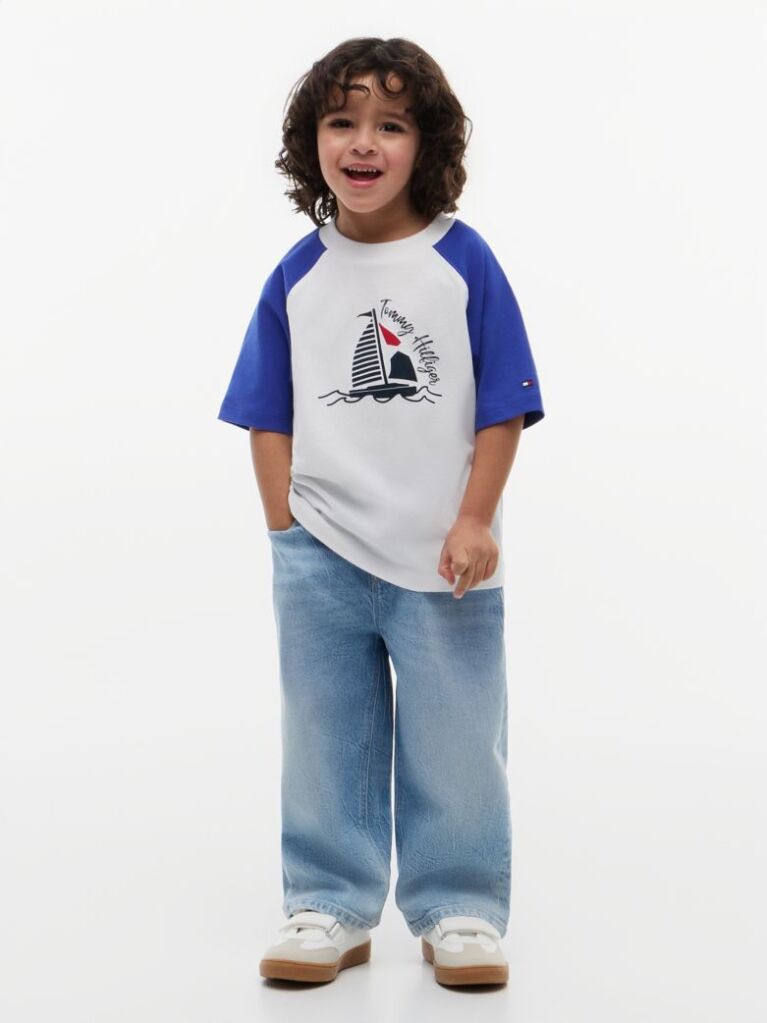 Blue Logo Colour-Blocked Raglan Sleeve T-Shirt  Boys