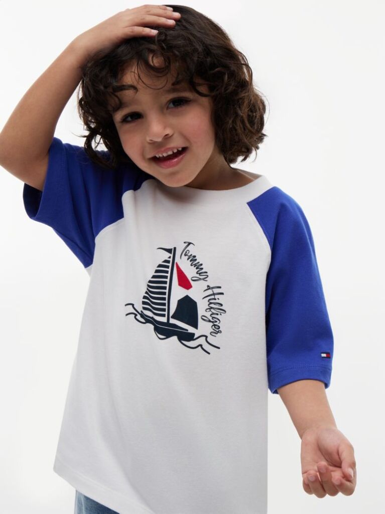 Blue Logo Colour-Blocked Raglan Sleeve T-Shirt  Boys