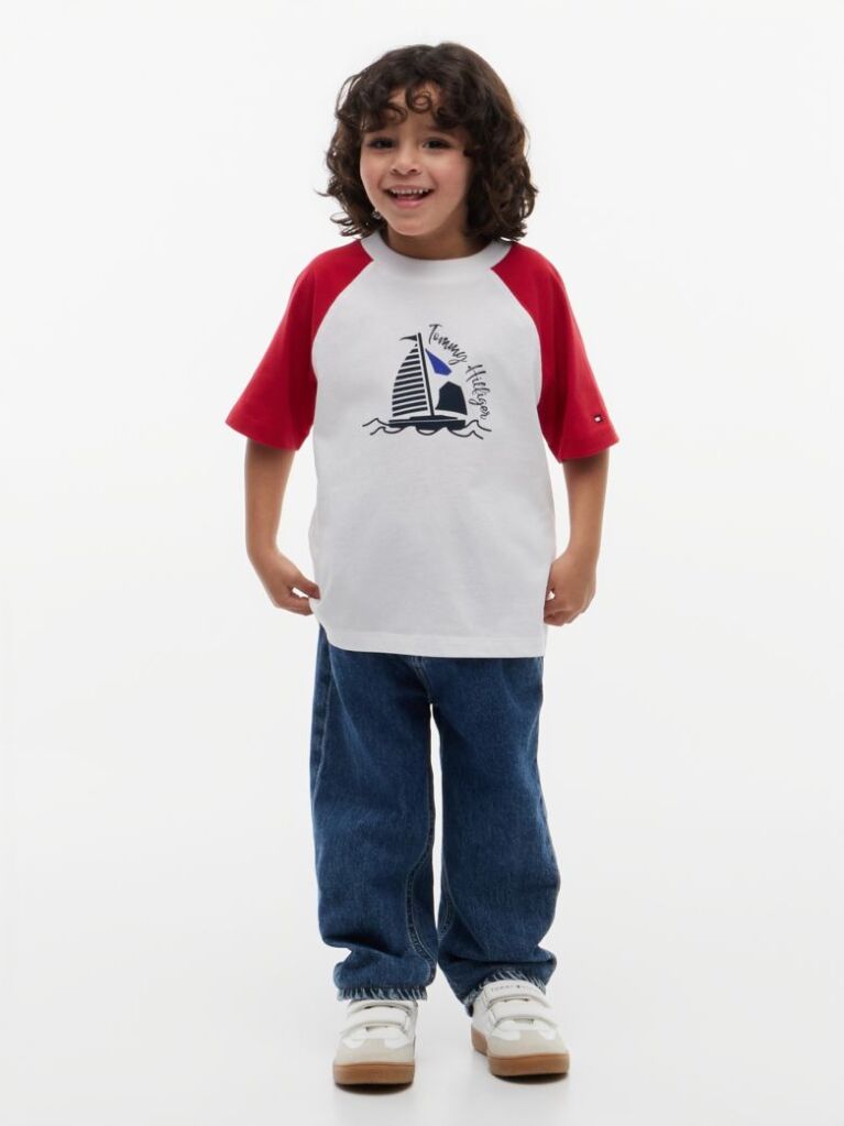 Red Logo Colour-Blocked Raglan Sleeve T-Shirt  Boys