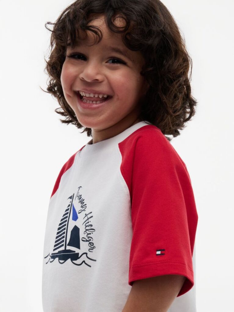 Red Logo Colour-Blocked Raglan Sleeve T-Shirt  Boys