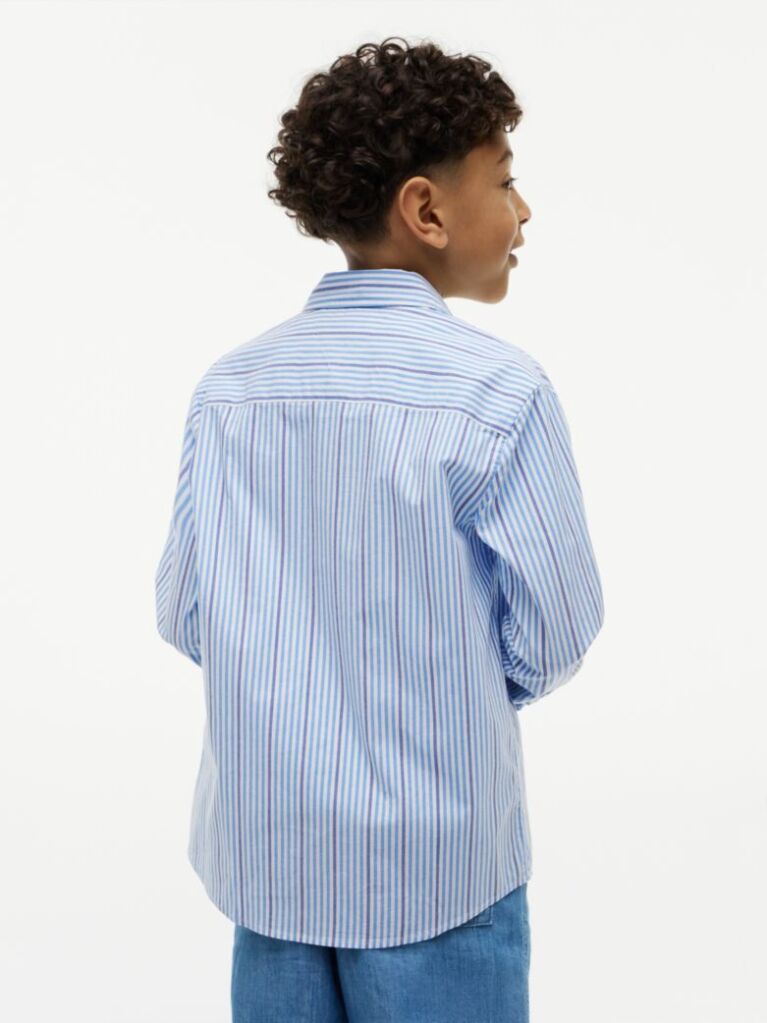 Multi Regular Fit Stripe Logo Embroidery Poplin Shirt  Boys