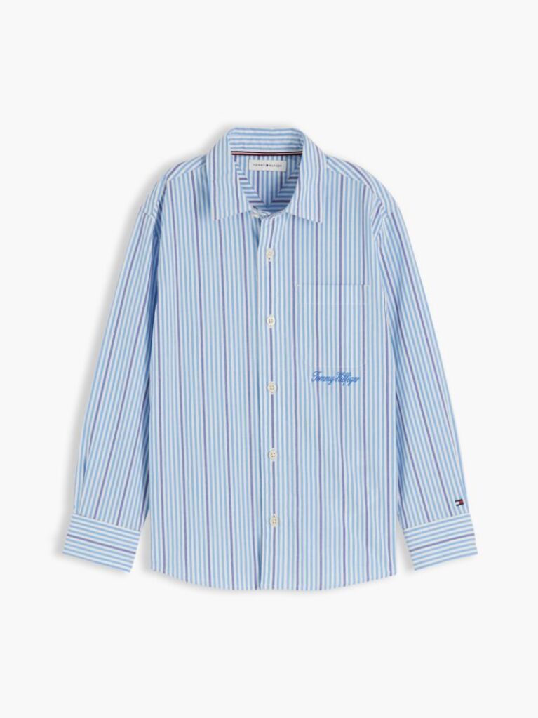 Multi Regular Fit Stripe Logo Embroidery Poplin Shirt  Boys