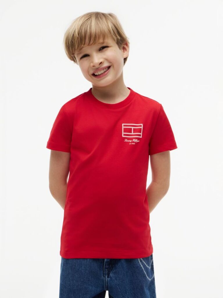 Red Outline Flag Logo Jersey T-Shirt  Boys