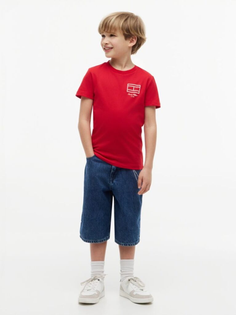 Red Outline Flag Logo Jersey T-Shirt  Boys
