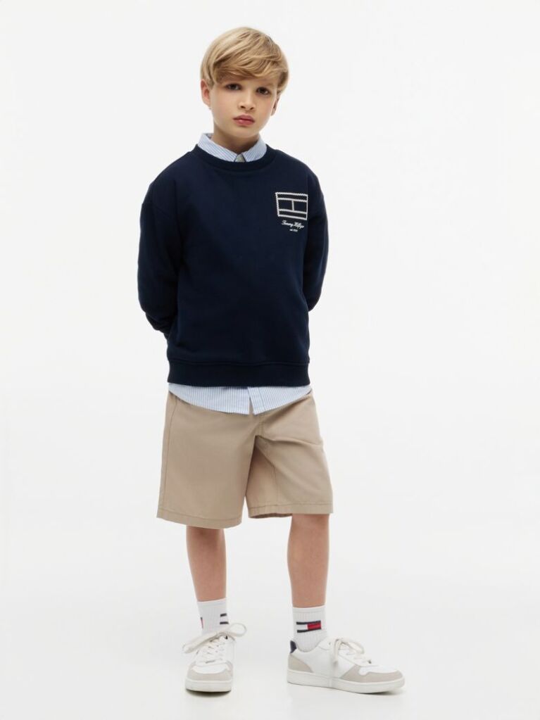 Blue Outline Flag Logo Terry Sweatshirt  Boys