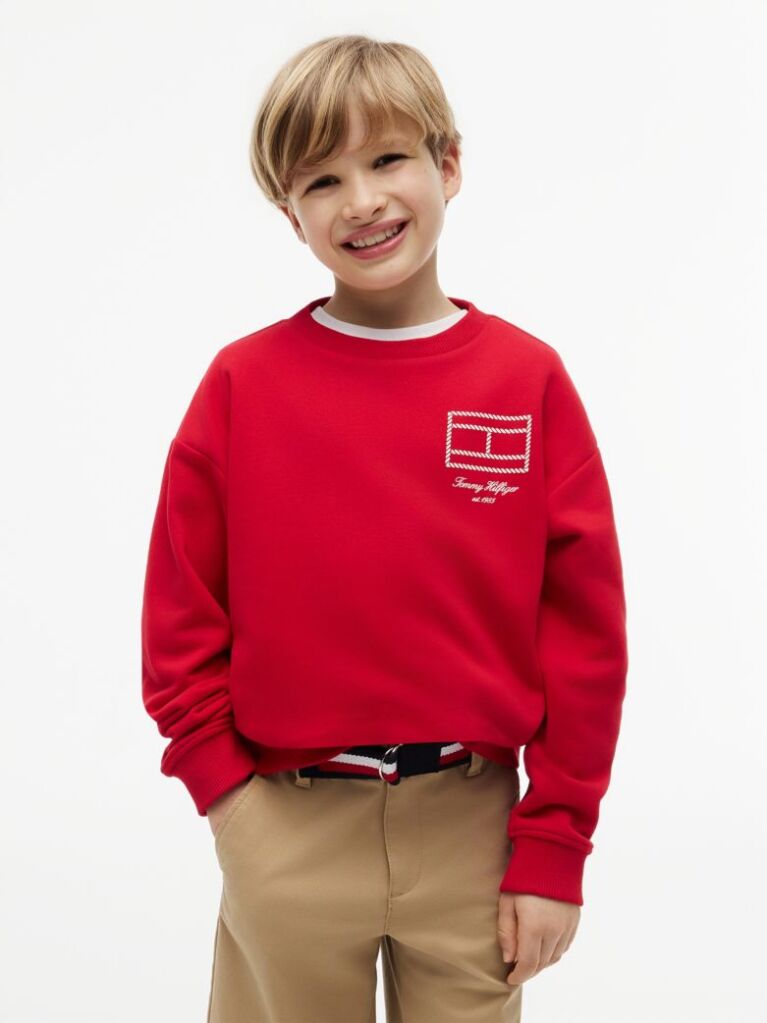Red Outline Flag Logo Terry Sweatshirt  Boys