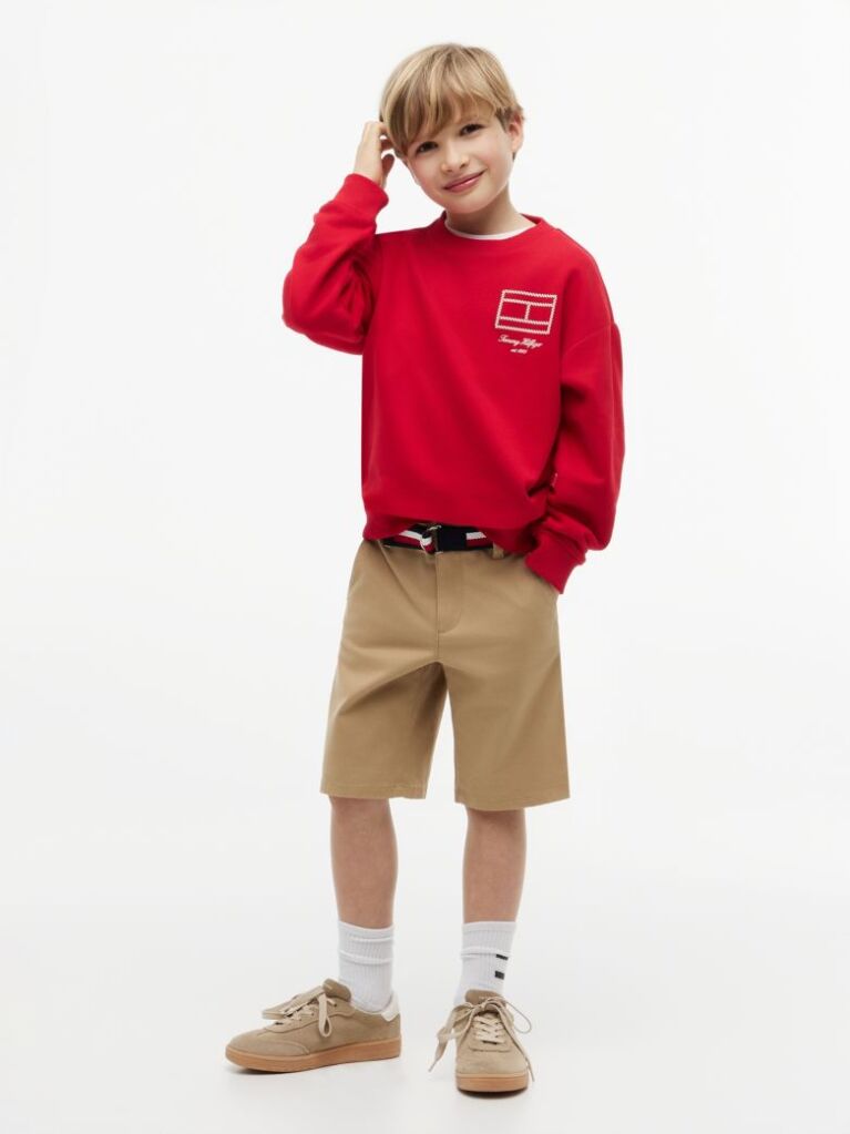 Red Outline Flag Logo Terry Sweatshirt  Boys
