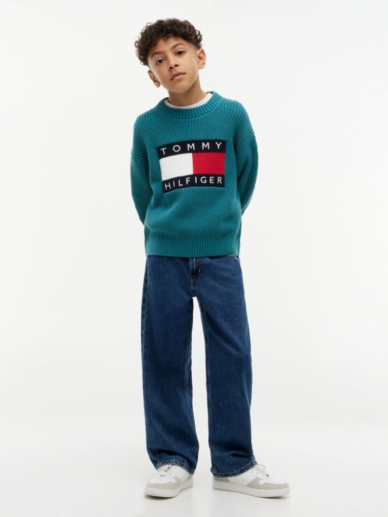 Denim Flag Embroidery Loose Jeans  Boys