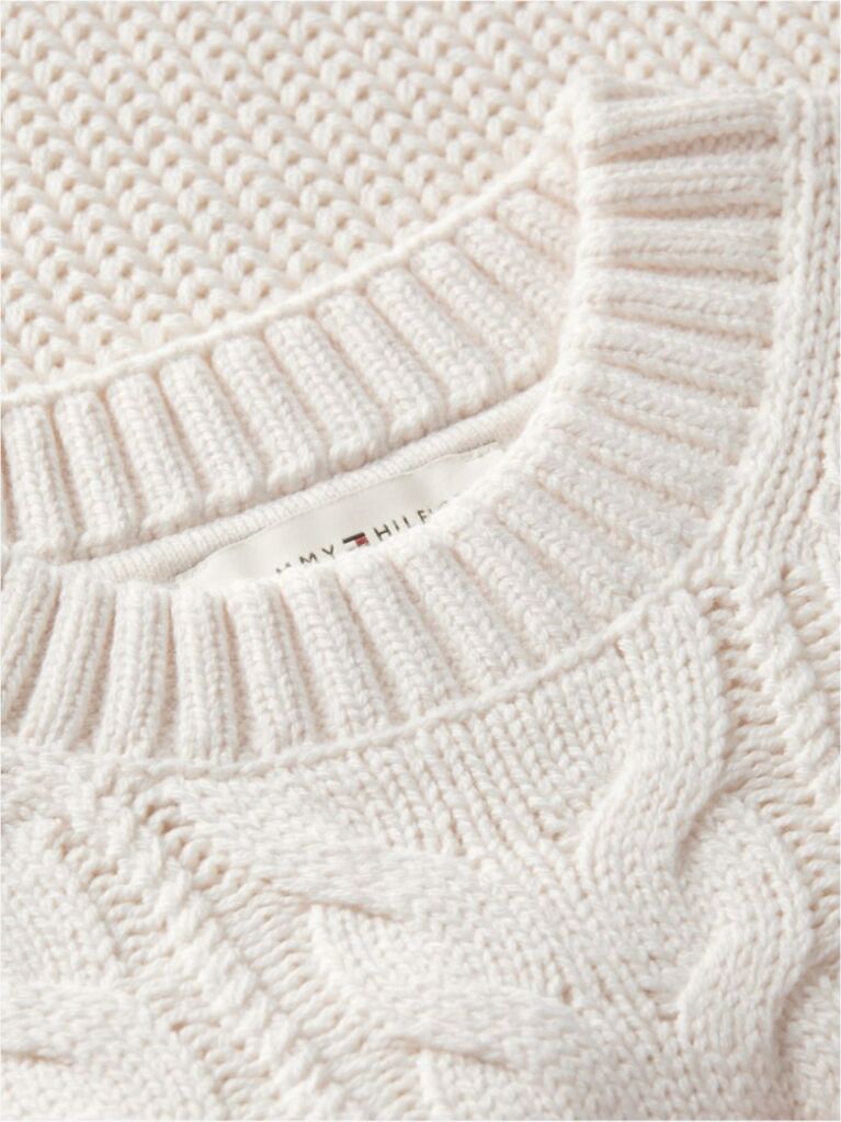 Beige Logo Appliqué Cable Knit Jumper  Boys
