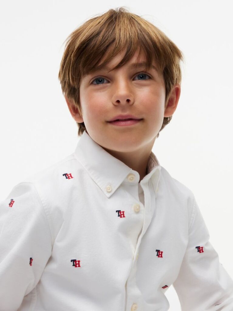 White Regular Fit Varsity Oxford Shirt  Boys