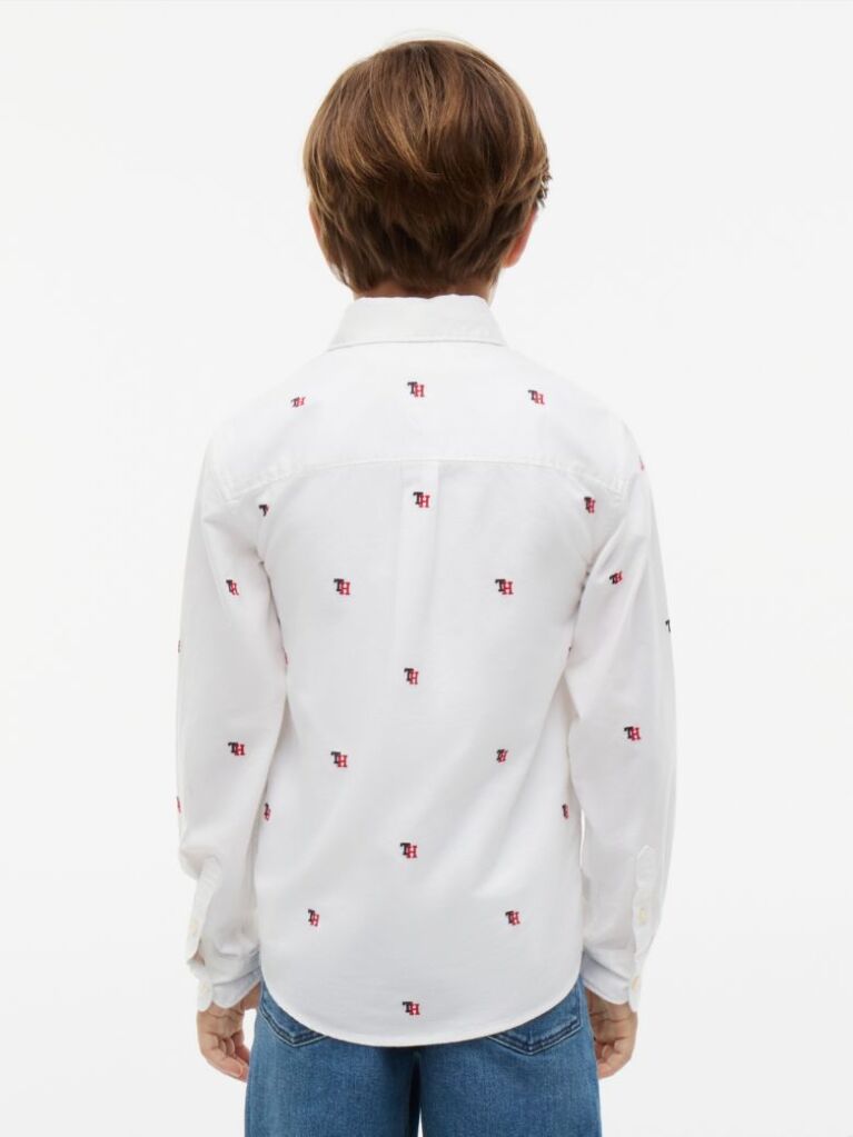 White Regular Fit Varsity Oxford Shirt  Boys