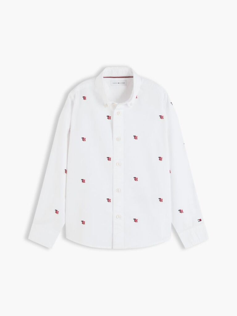 White Regular Fit Varsity Oxford Shirt  Boys