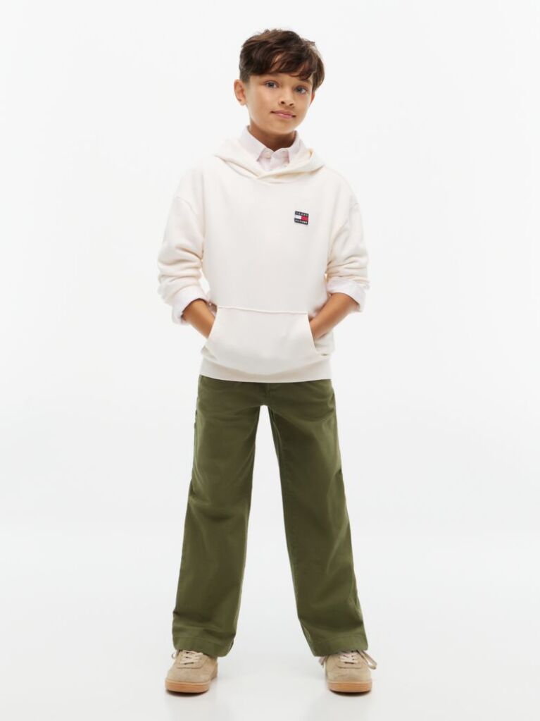 Green Herringbone Relaxed Twill Trousers  Boys