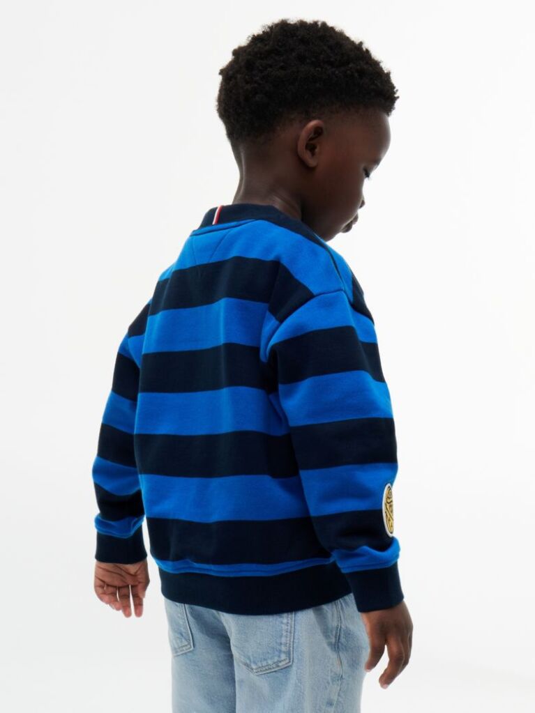 Multi Stripe Logo Badge Crew Neck Sweatshirt  Boys
