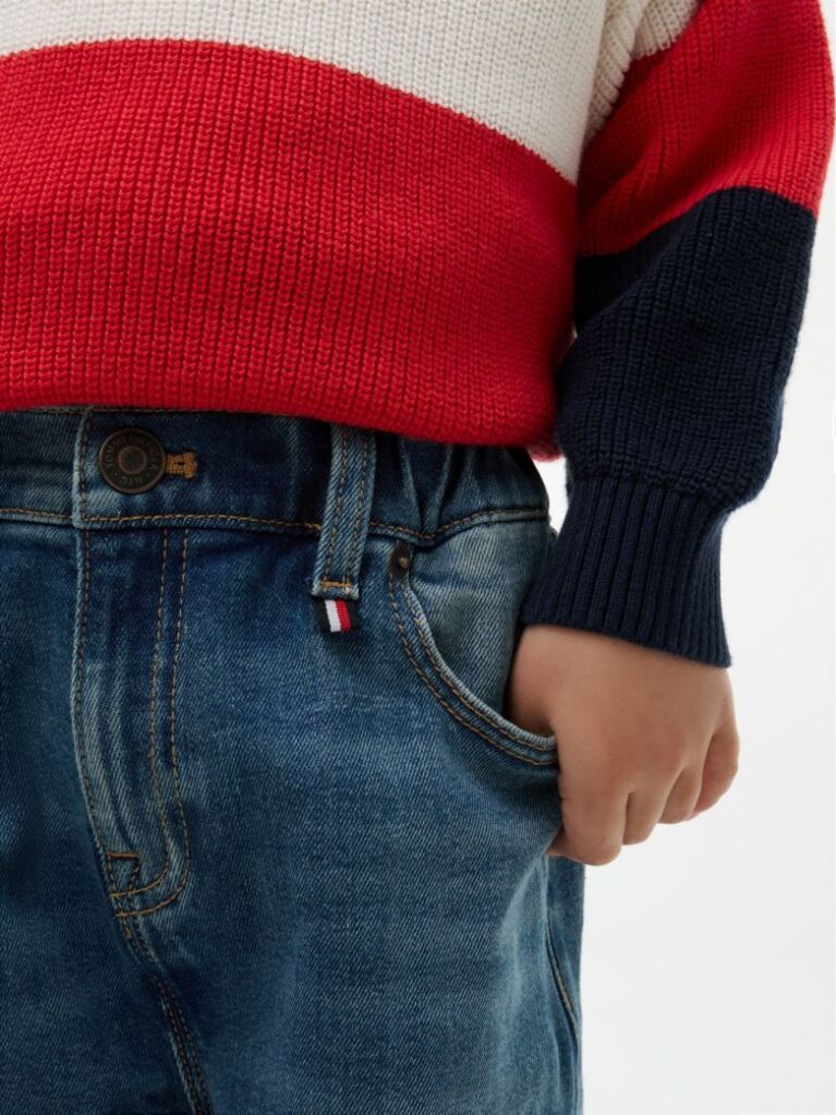 Blue Graphic Elasticated Waist Wide Leg Jeans  Boys