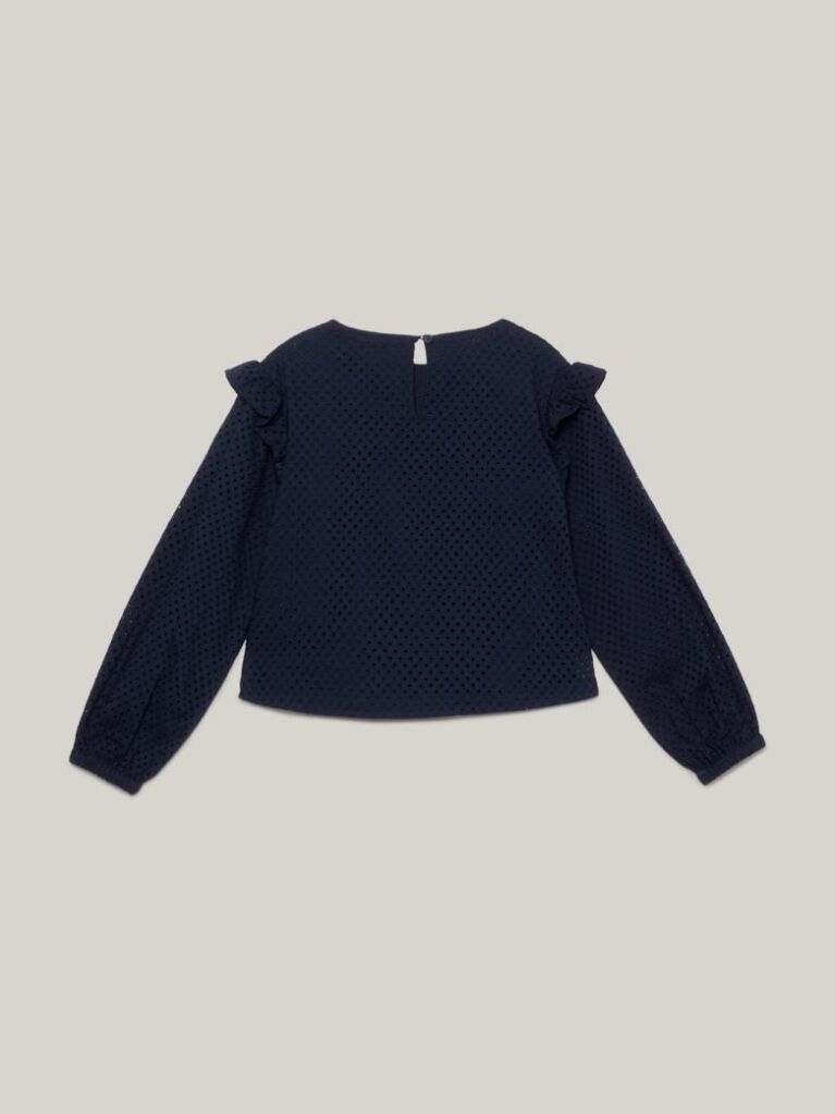 Blue Essential Polka Dot Broderie Anglaise Blouse  Girls