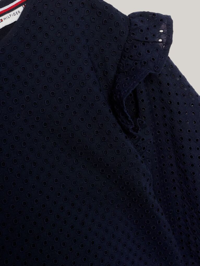 Blue Essential Polka Dot Broderie Anglaise Blouse  Girls
