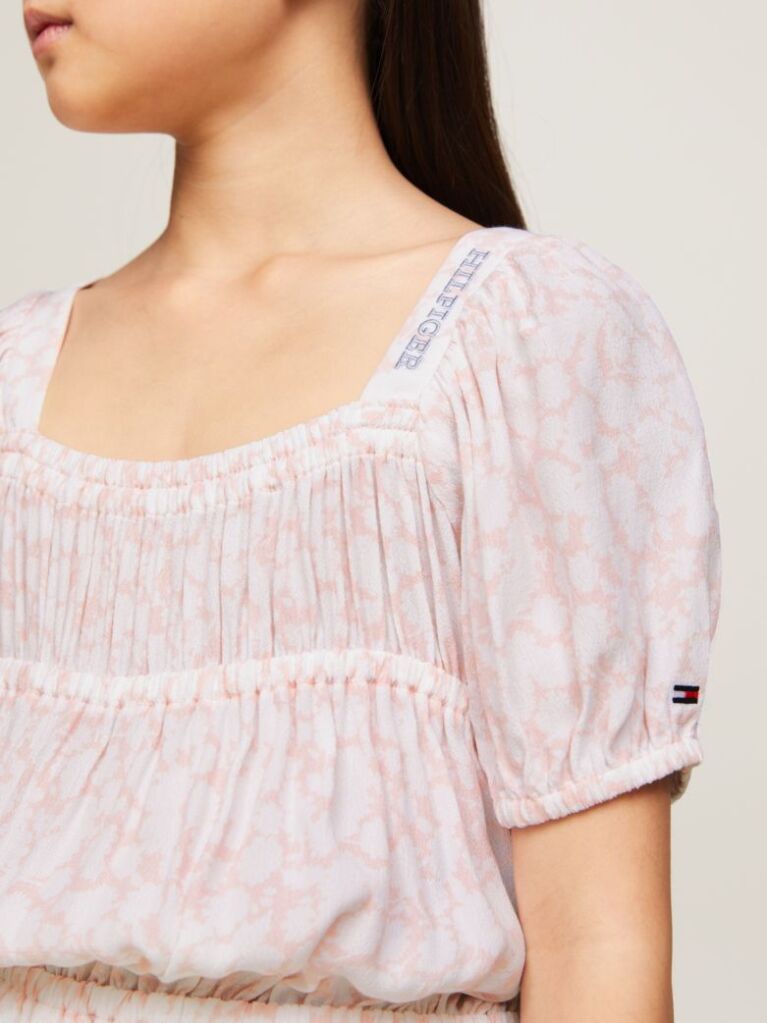 Pink Ditsy Floral Print Cropped Top  Girls