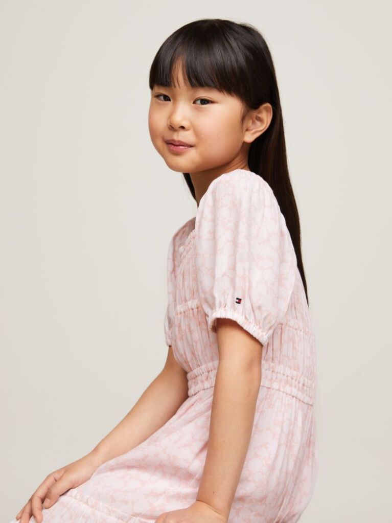 Pink Ditsy Floral Print Dress And Scrunchie Set  Girls