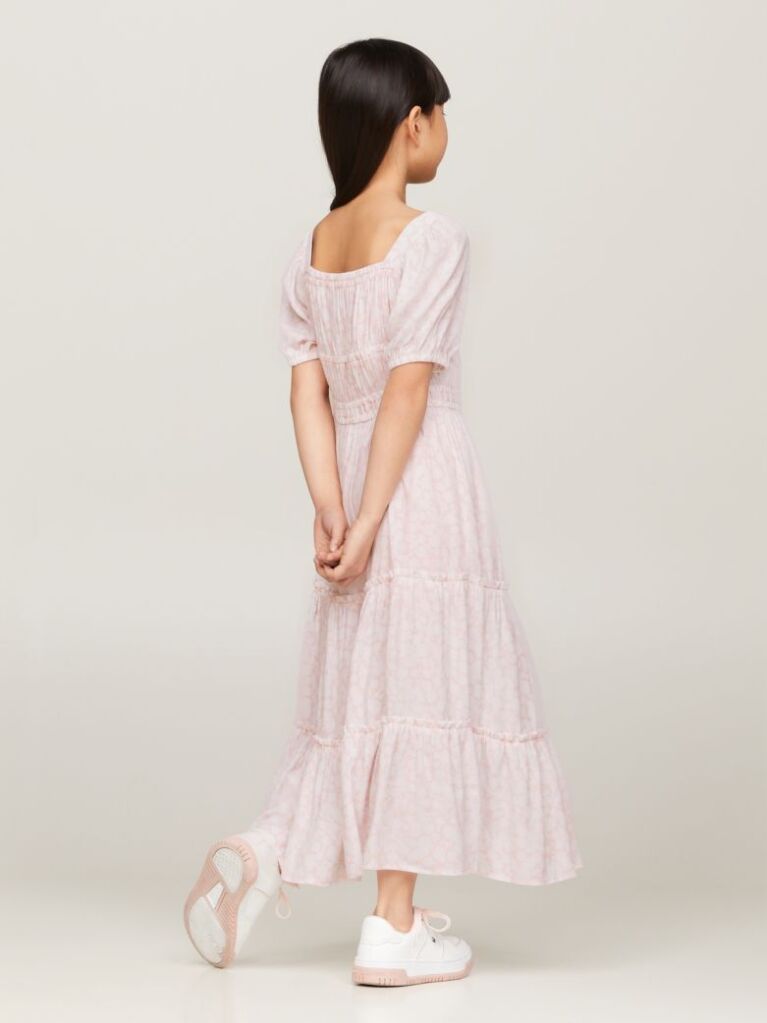 Pink Ditsy Floral Print Dress And Scrunchie Set  Girls
