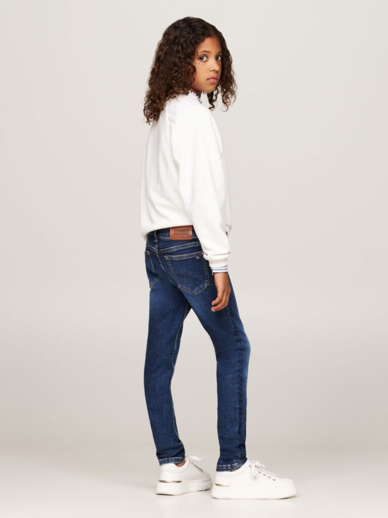 Blue Skinny Mid Wash Faded Jeans  Girls