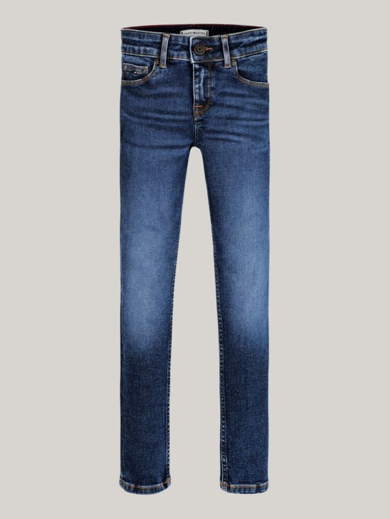 Blue Skinny Mid Wash Faded Jeans  Girls