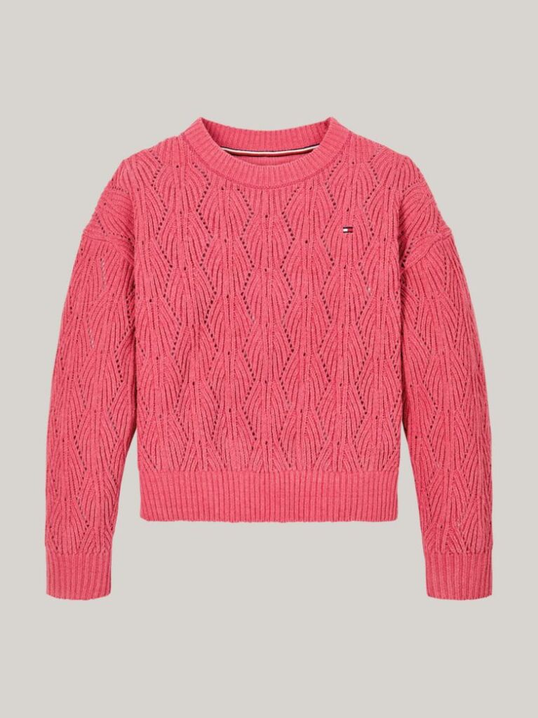 Red Chenille Open Knit Relaxed Jumper  Girls
