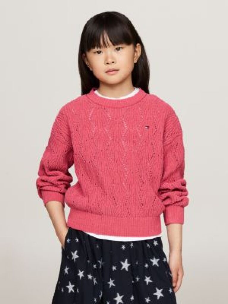 Red Chenille Open Knit Relaxed Jumper  Girls
