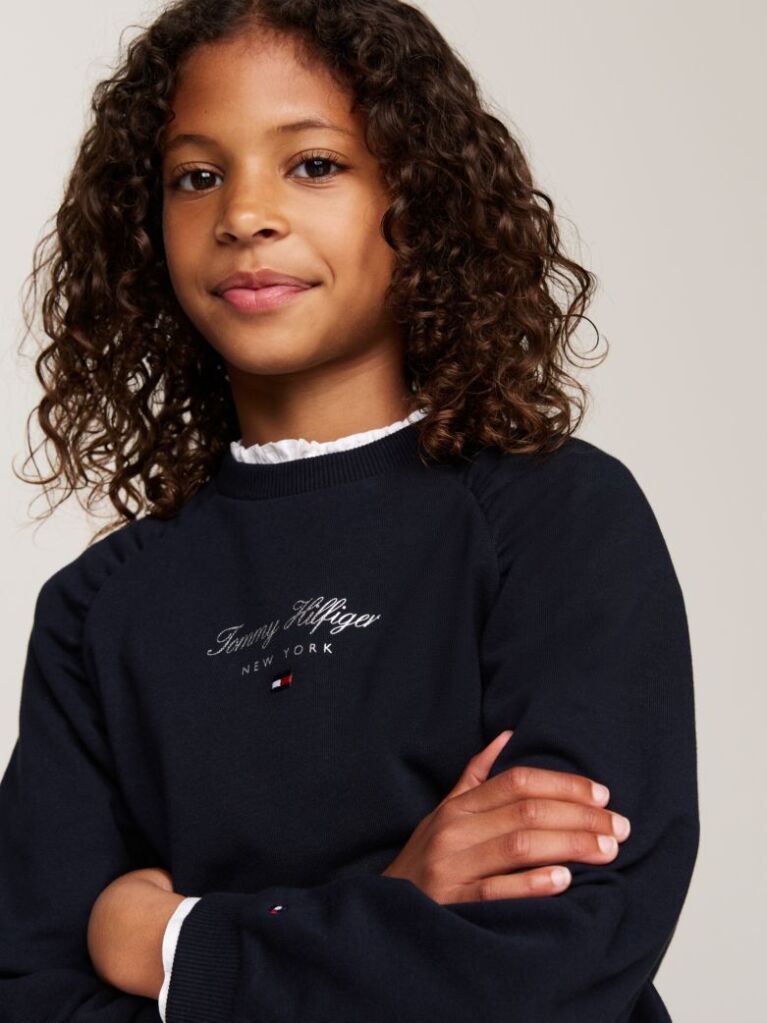 Blue Script Logo Relaxed Sweatshirt  Girls