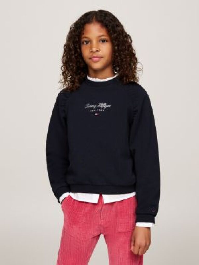 Blue Script Logo Relaxed Sweatshirt  Girls