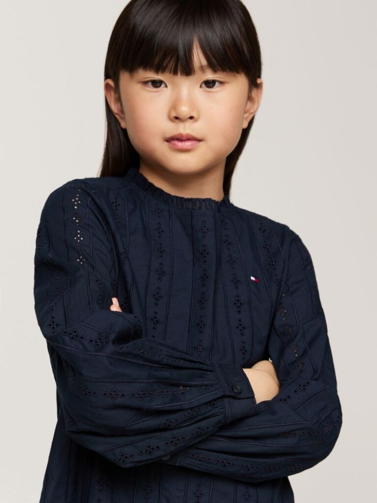 Blue Hilfiger Monotype Broderie Anglaise Dress  Girls