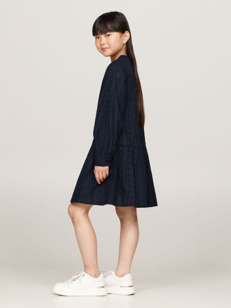 Blue Hilfiger Monotype Broderie Anglaise Dress  Girls