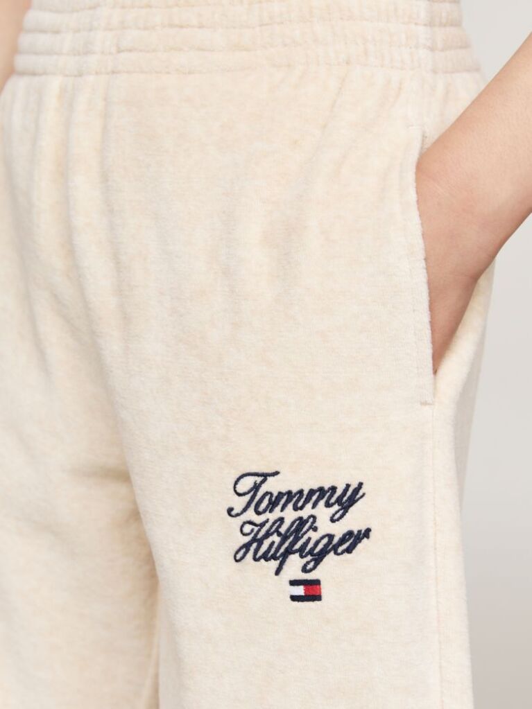 Beige Velour Cuffed Joggers  Girls