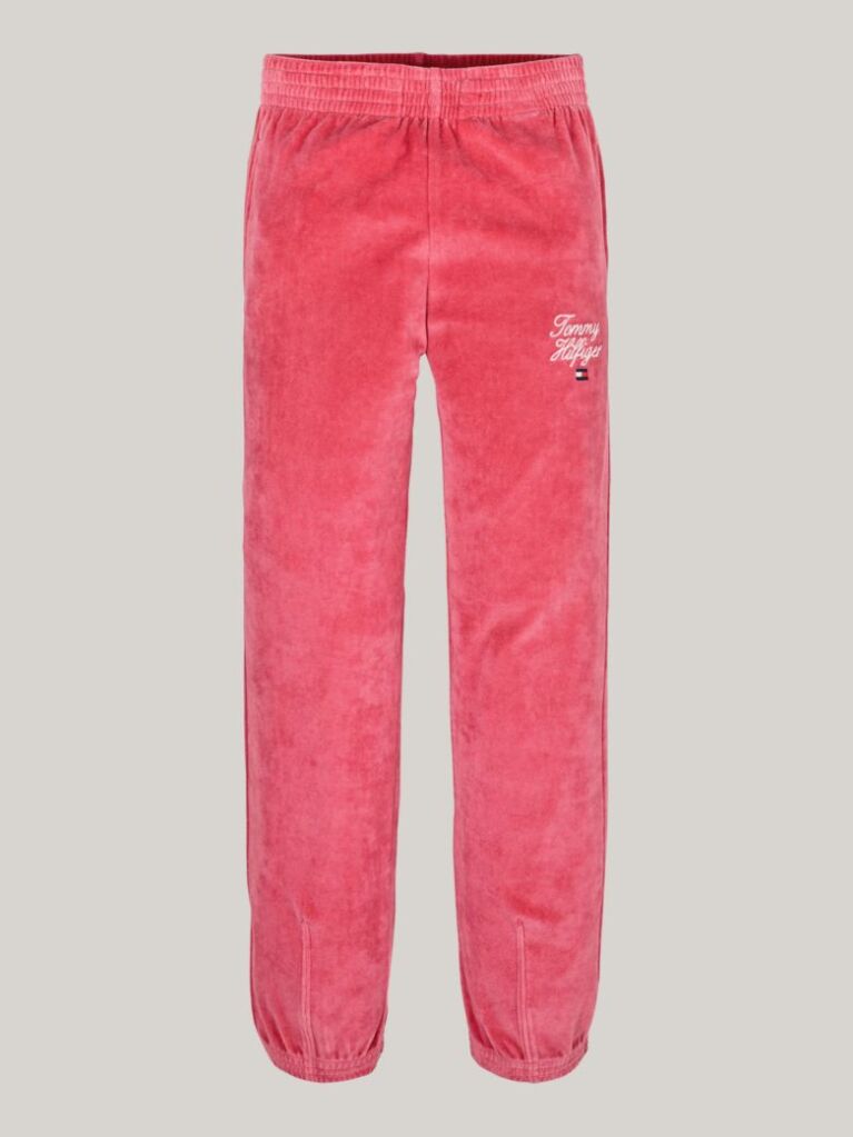 Red Velour Cuffed Joggers  Girls