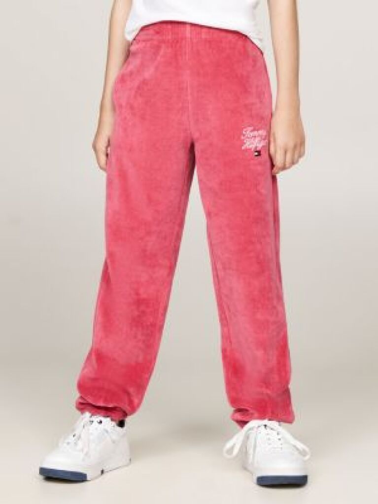 Red Velour Cuffed Joggers  Girls