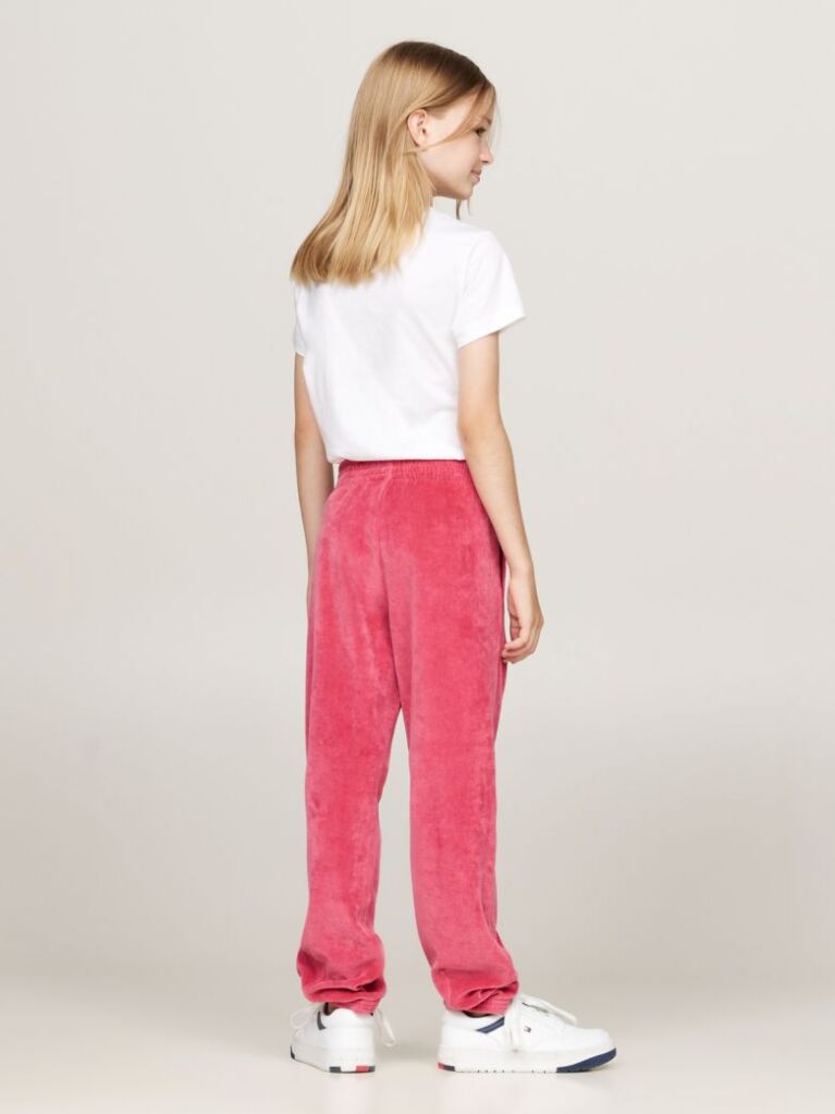Red Velour Cuffed Joggers  Girls