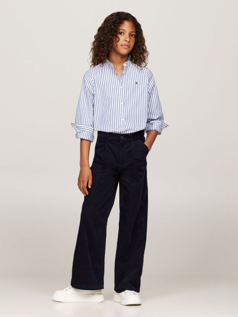 Blue Corduroy Wide Leg Chinos  Girls
