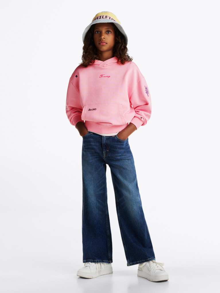 Blue Dark Wash Wide Leg Jeans  Girls