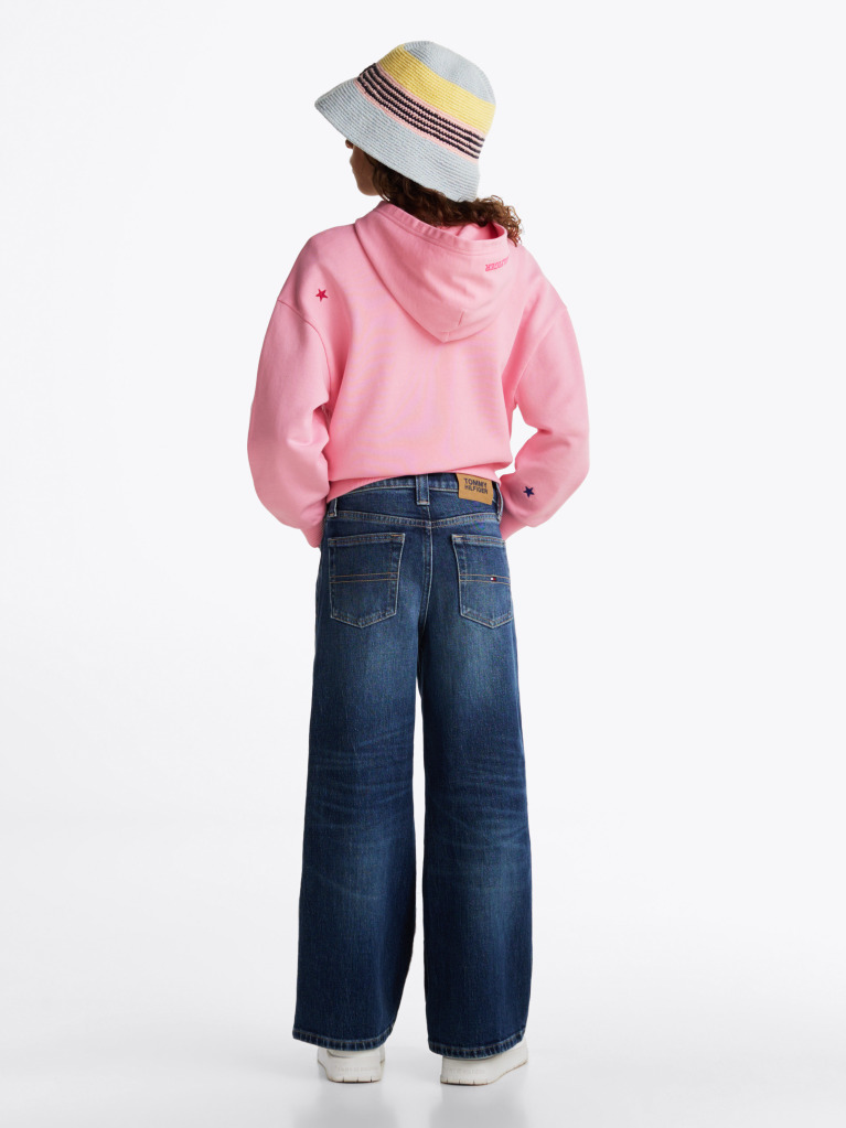 Blue Dark Wash Wide Leg Jeans  Girls