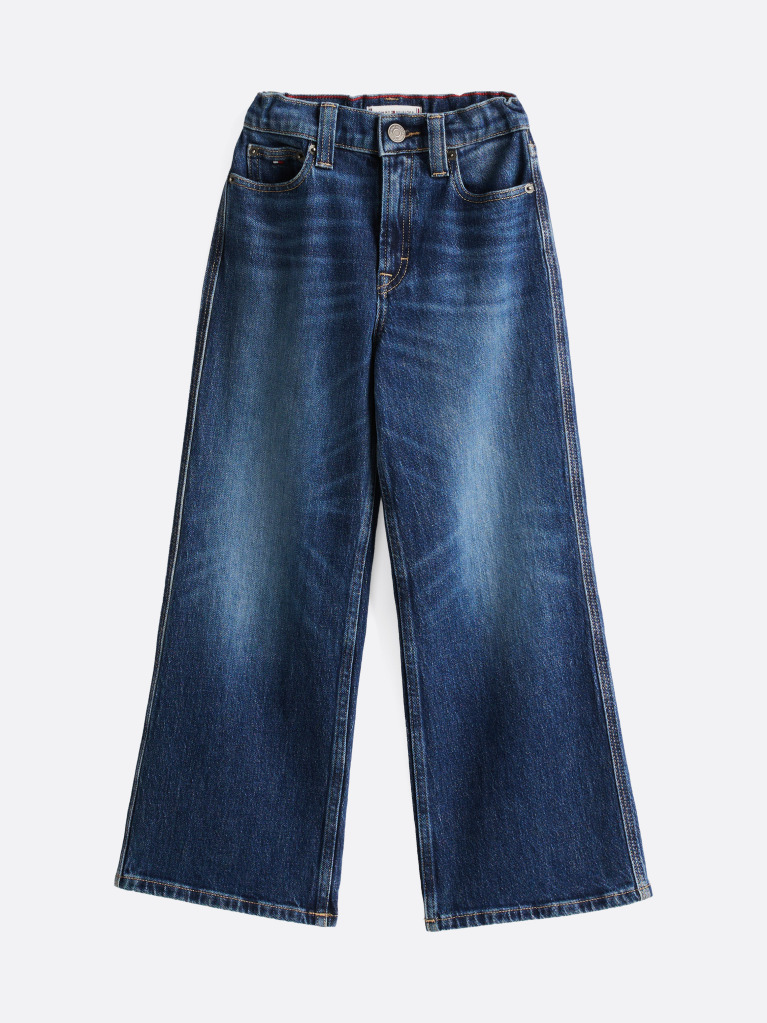 Blue Dark Wash Wide Leg Jeans  Girls