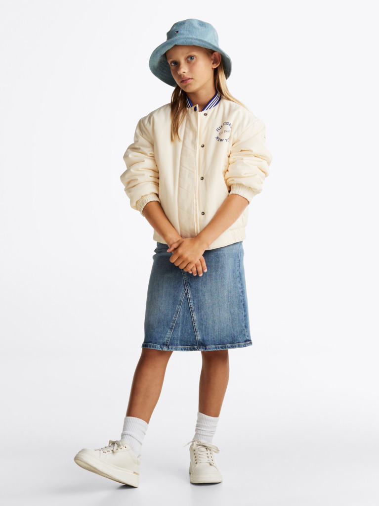 Blue Vintage Wash Denim Midi Skirt  Girls