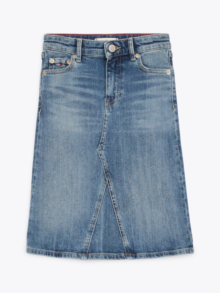 Blue Vintage Wash Denim Midi Skirt  Girls
