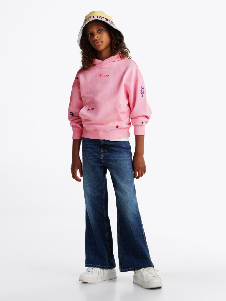 Pink Star Embroidery Relaxed Hoody  Girls