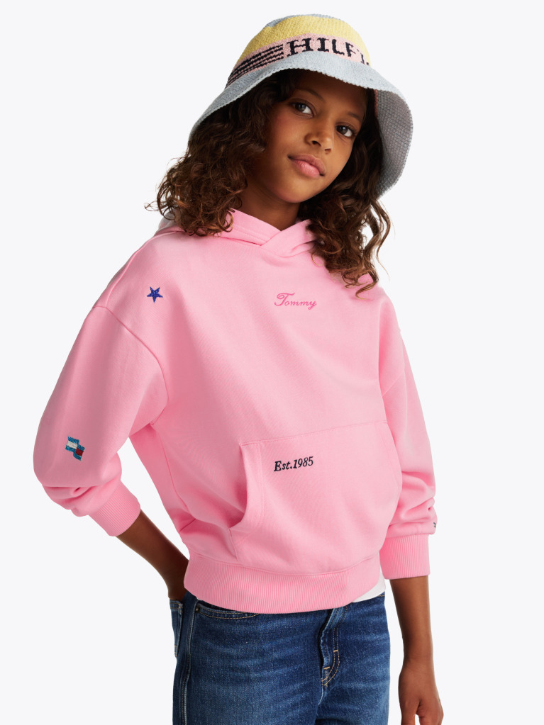Pink Star Embroidery Relaxed Hoody  Girls