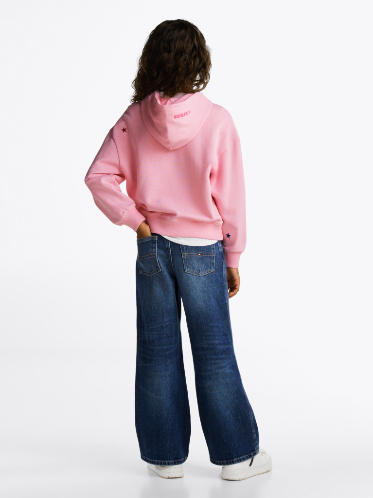 Pink Star Embroidery Relaxed Hoody  Girls