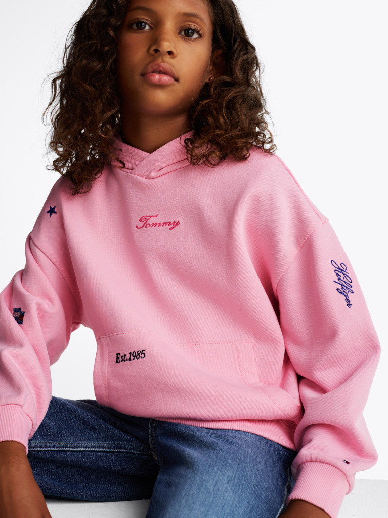 Pink Star Embroidery Relaxed Hoody  Girls
