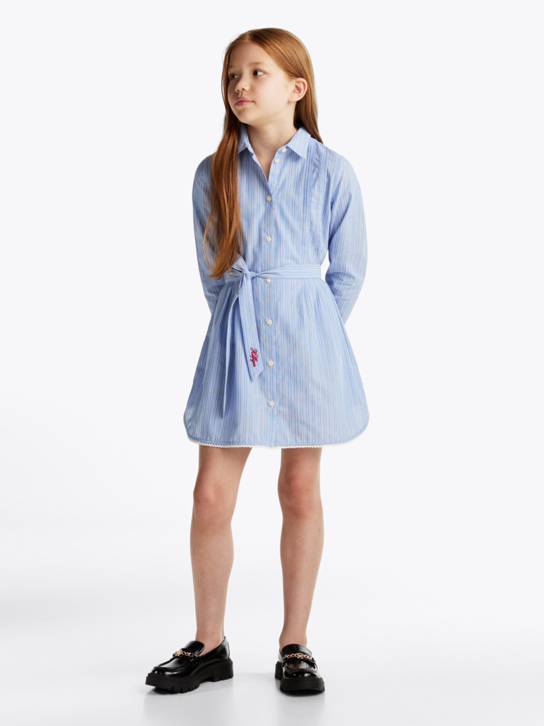 Blue Stripe Shirt Dress  Girls