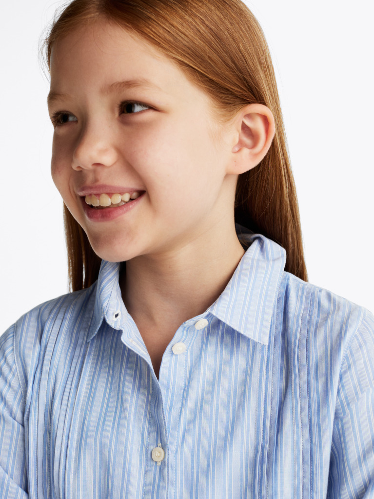 Blue Stripe Shirt Dress  Girls